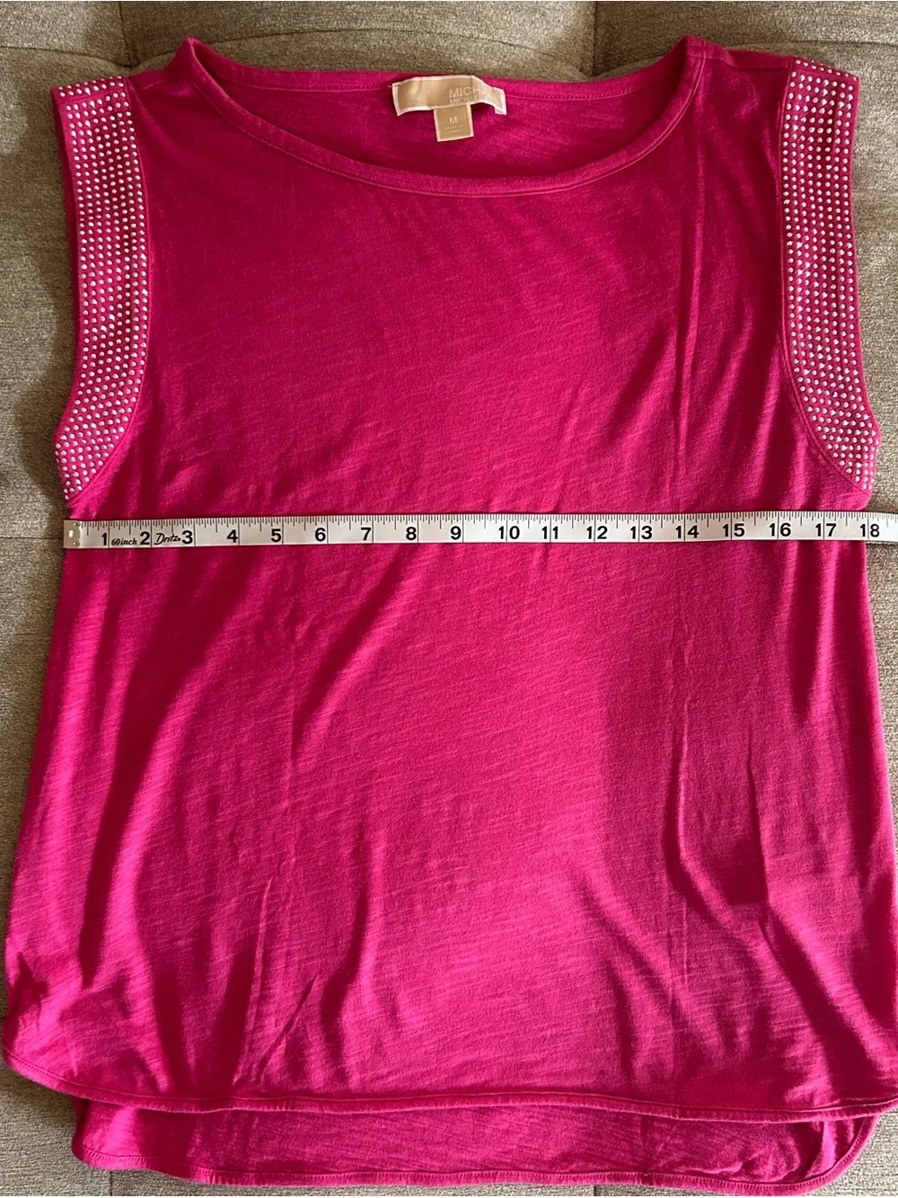 MICHAEL Michael Kors Fuchsia Stud-Shoulder Sleeveless Tank - Picture 4 of 6